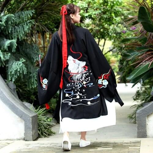 Traditional daily Hanfu large sleeve shirt heavy work embroidery cross collar waist length Ru skirt CP couples wear