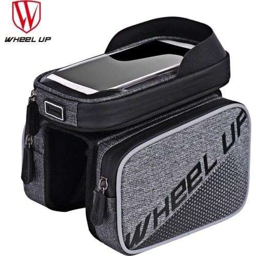 Bicycle Bag Rainproof Bike MTB Front Head Bag Tube Double Pouch Cycling Pannier Touch Screen bike bag 6.2 inch mobile phone bag