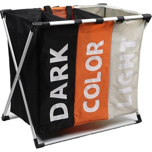 Waterproof home laundry Basket oxford collapsible laundry basket metal dirty cloth storage Portable laundry organization