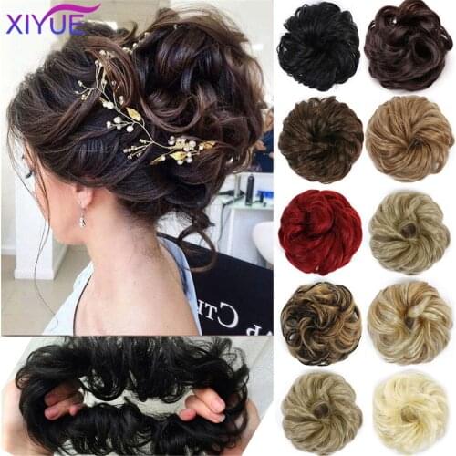 Wavy Curly Hair Bun Extensions Donut Hair Chignons Hair Piece Wig Hairpiece Wrap On Ponytail Curly Elastic Rubber Band Chignons