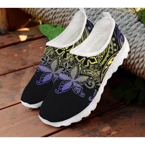 ELVISWORDS Vintage Polynesian Pattern Stylish Ladies Walking Shoes Womens Non-slip Air Mesh Sneakers Casual zapaotos de mujer