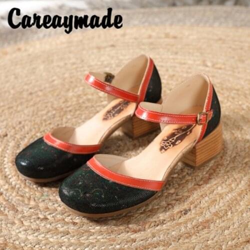 Careaymade-Hot New Womens Sandals Ethnic genuine Leather Wedge Sandals Comfortable Breathable Hollow Sandals
