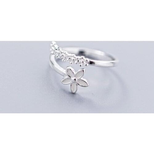 MloveAcc Solid 925 Sterling Silver Flower Open Rings for Women Creative Fashion Silver 925 Jewelry