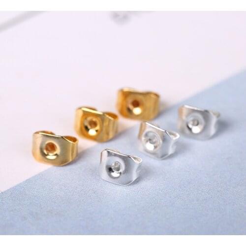 200pcs/lot Gold Silver Metal Stud Earring Back Plug Earring Settings Base Ear Studs Back Wholesale DIY Parts Ear Plugging