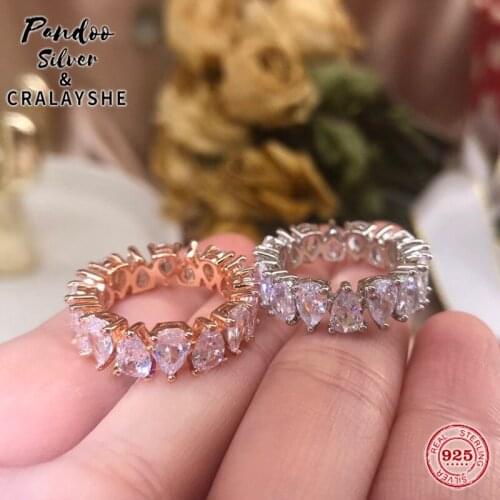 2021 Trend S925 Sterling Silver Jewelry 1:1 Copy,SWAN Simple Drop Shaped Crystal Ring For Women Elegant Charming Party Jewelry