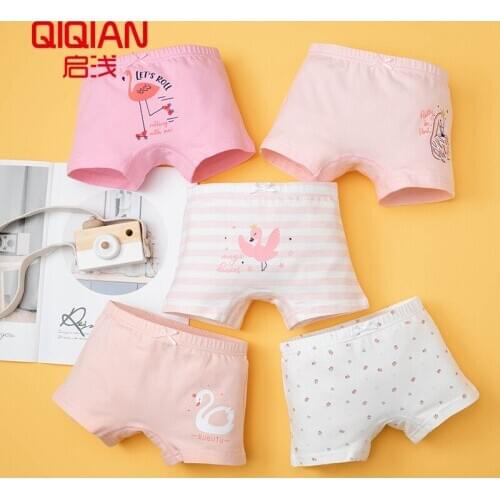 5Pcs/lot Cotton Children Girls Flamingo Series Panties Cartoon Child Underwear for Kids Girls Breathable Underwear