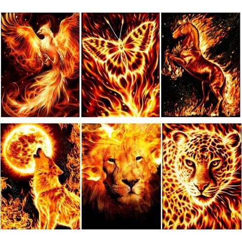 5d Diy Animal Diamond Painting Wolf Diamond Embroidery Lion Horse Full Square Round Cross Stitch Kit Home Decoration Painting