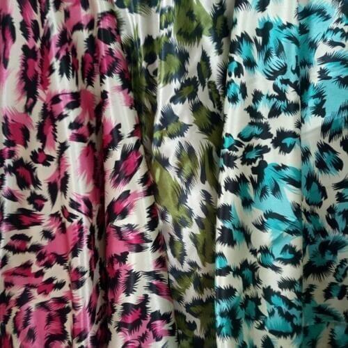 Leopard Decoration Satin Skirt Fabric Sewing Craft Cosplay Material Floral Polyester Doll Cloth Silky Satin Fabric Fashion