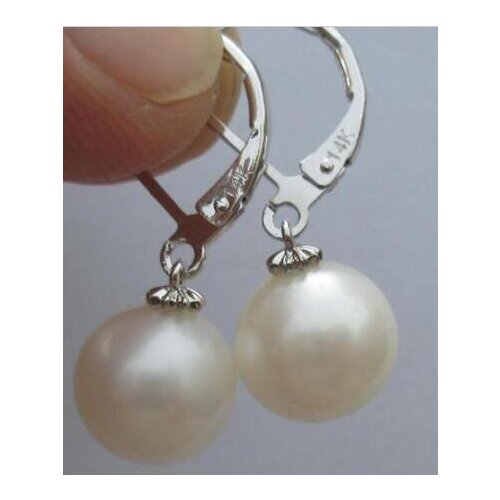 Free Shippng AAA 10-11mm round white south sea pear earring
