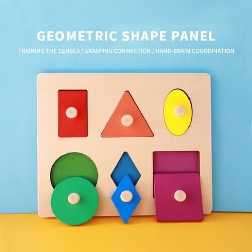 Wooden Geometric Shapes Sorting Math Montessori Puzzle Preschool Learning Educational Game Baby Toddler Toys for Children