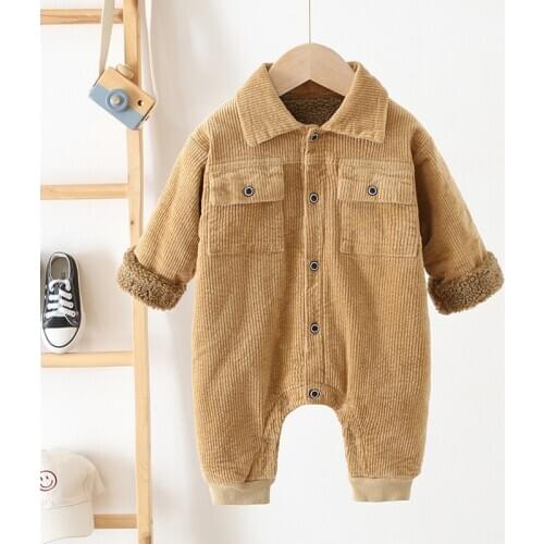 Baby Winter Snowsuit Plus Velvet Thick Baby Boys Jumpsuit Newborn Romper Baby Girls Overalls Toddler Coat