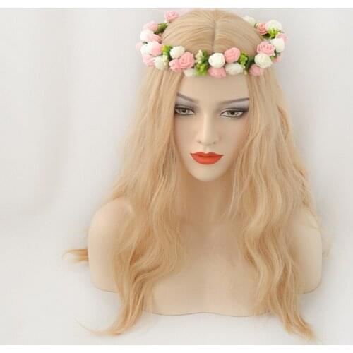 Middle Part Anime Golden Blonde Long Wavy Wig Synthetic Hair Princess Carol Cosplay Party Wigs For Women