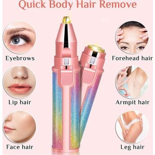 2 In 1 Electric Eyebrow Trimmer Makeup Painless Eye Brow Epilator Mini Shaver Razors Women Portable Facial Body Hair Remover