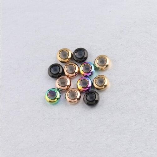 Fnixtar DIY Bead Stainless Steel Spacer Beads With Rubber Core Inside Positioning Stopper Beads 8mm 100piece /lot