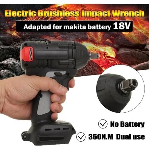 Wireless Wrench Electric Tool 18V 350nm Electric Brushless Rechargeable Impact Wrench 1/2 Socket For Makita Battery