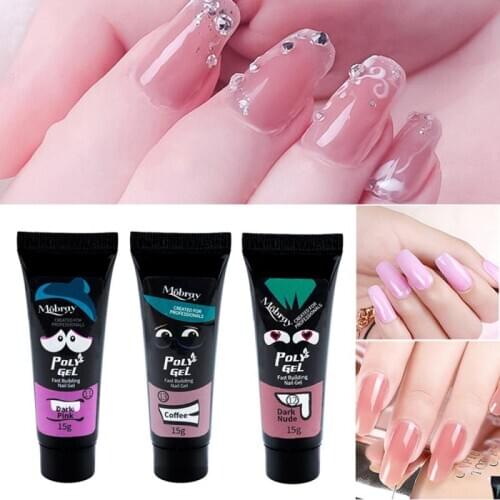 Mobray Nail Extension Gel 15ml Paperless Holder Crystal Quick Dry Nail Art Gel With Shiny Coat Waterproof Nail Gel TSLM1