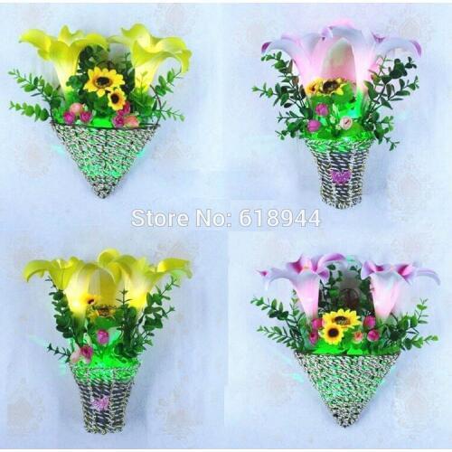 Hot sale Modern Creative lovely flower pot LED wall light bedside lamp simple staircase corridor balcony bedroom wall lamp