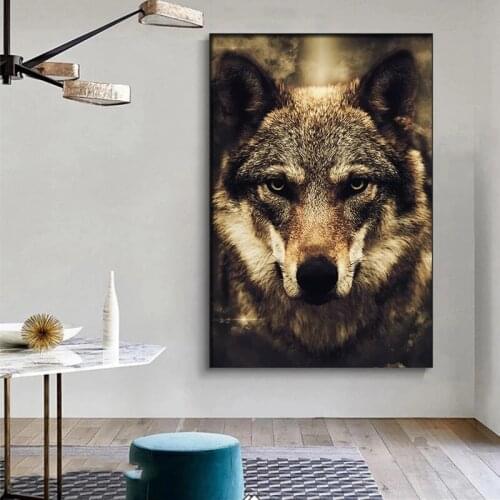 Wolf Head Wild Animal Canvas Paintings Posters and Prints Wall Art Pictures Nordic Style for Living Room Bedroom Home Decoration