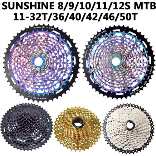 SUNSHINE 10 speed Cassette 9S 10S 11S 12S MTB bike Road Bicycle Freewheel Flywheel 10V /36/40/42/46/50T 52T for XD cassette SRAM
