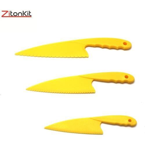 3pcs Cake Knife Serrated Edge Food Grade Plastic Dessert Butter Knives Dough Cutter Bread Wedding Party Kitchen Tools Baking