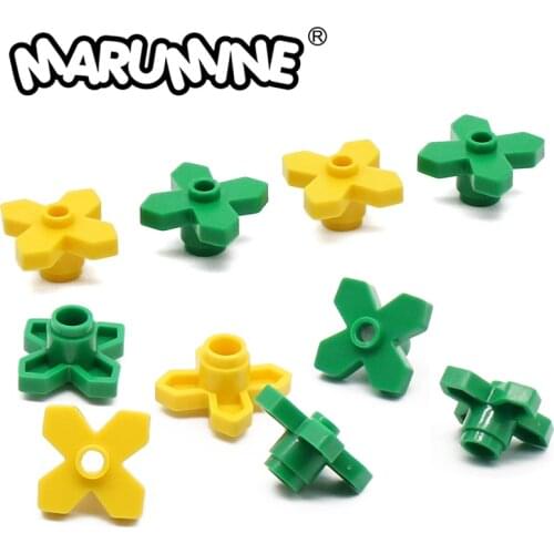 MARUMINE MOC Garden Park Bricks Parts 2x2 Leaves Angular Plant Flower 150PCS 4727 Four Leaf Building Block Assembles Particle