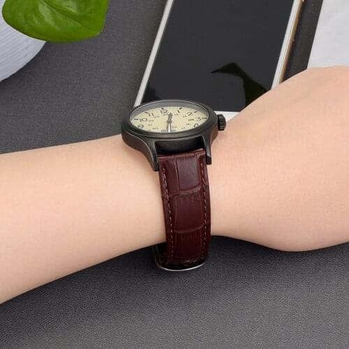 EACHE Croco Pattern Leather Watch Band With White Thread Wathch Straps 18mm 20mm 22mm