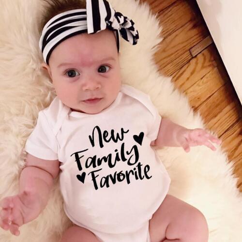 Summer Newborn Infant Kids Baby Boy Girl Romper New Family Favorite Letter Print Jumpsuit Summer Short Sleeves Clothes