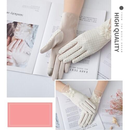Fashion Women Elastic Touch Screen Mittens Glove Lady Breathable Glove Anti-slip Full Finger Sunscreen Gloves