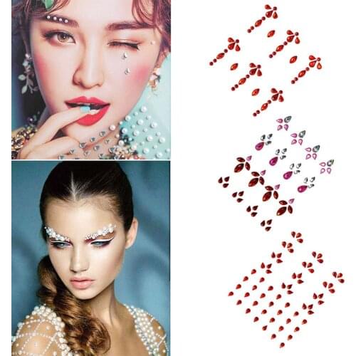 Fashion Women Tattoo Diamond Makeup Eyeliner Eyeshadow Face Sticker Jewel Eyes Makeup Crystal Eyes Sticker Rhinestones Face