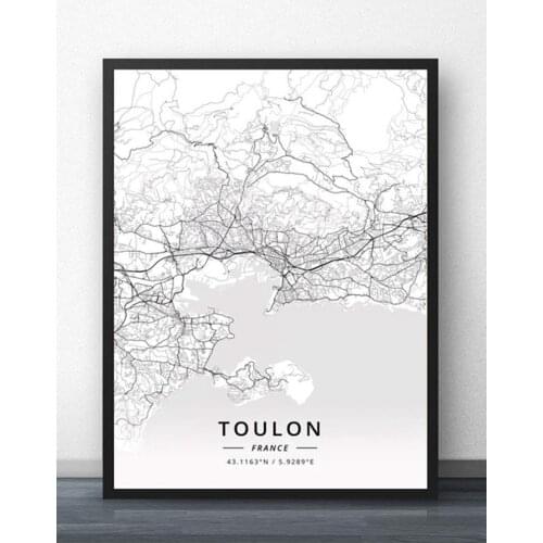 Nantes Nice Nimes Orleans Perpignan Reims Rennes Rouen Saint-Etienne Paul Strasbourg Toulon Toulouse Tours France Map Poster