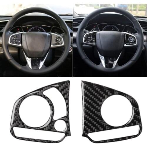 New Carbon Fiber Steering Wheel Switch Cover Trim Fit For Honda Civic 2016-2019