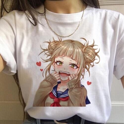 New My Hero Ahegao Harajuku Graphic Women T-shirt Academia Anime Senpai Top Female T Shirt Harajuku O-neck Casual Lady Clothing