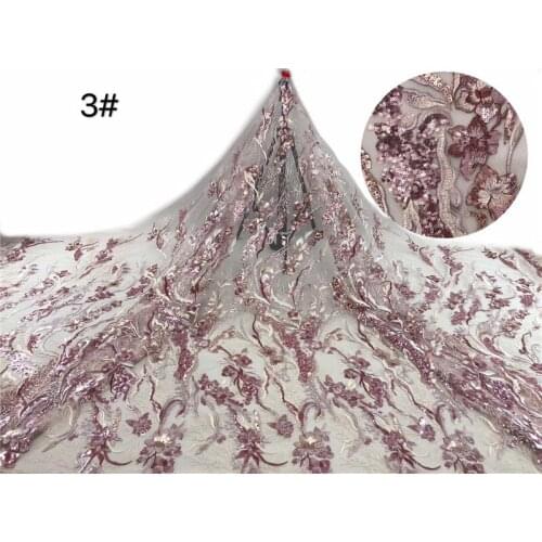 New design sequins French tulle lace fabric with sequins net lace fabric 9JRB-61508 with beautiful flowers for fashion dress
