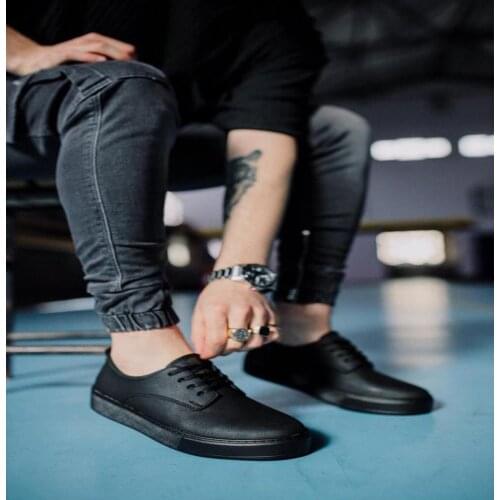 Knack Daily Shoes 077 Black (Black Base) mens Seasonal Comfortable Orthotic Insole Sneaker Spring and Summer Fashion Sport Lace-Up