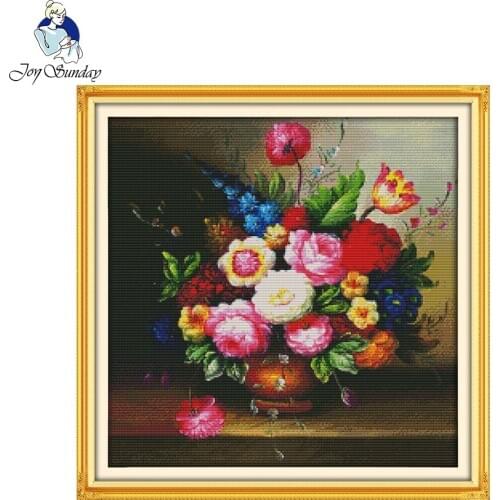 Joy Sunday DIY 3D Painting Cross Stitch A vase painting Counted Cross Stitch Kit Embroidery Painting Home Decor Free Shipping