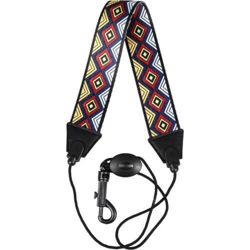 Adjustable Saxophone Strap Lozenge Pattern Neck Sling for Alto Tenor Clarinet with Hook Clasp Musical Woodwind Parts Accessories