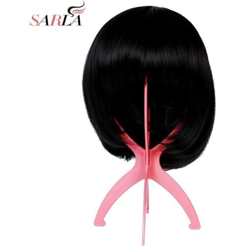 Wig Stand Pink Portable Folding Plastic Hat Display Wig Head Holders Mannequin Head Flexible 18x36Cm