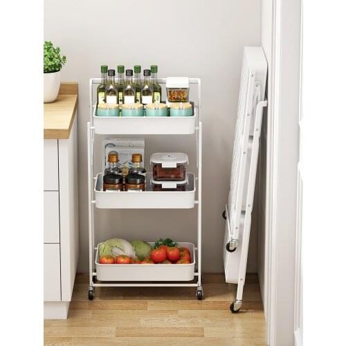No Installation of Folding Kitchen Shelves Floor-to-floor Multi-storey Mobile Cart Toilet Living Room Storage Storage Rack