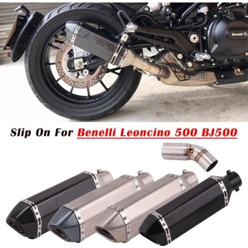 Slip On For Benelli Leoncino 500 BJ500 Motorcycle Exhaust Pipe Escape Modify Muffler Mid Link Pipe Silencer Removable DB Killer