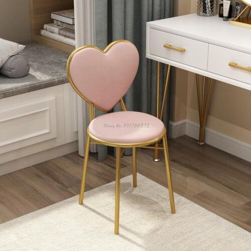 Modern minimalist dressing table stool girl bedroom makeup chair light luxury manicure back ins Nordic love net red chair