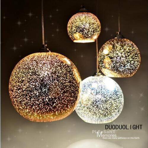 Classic design LED lamp pendant light diameter 20cm 3D colorful Plated Glass Mirror Ball hanging light fixture