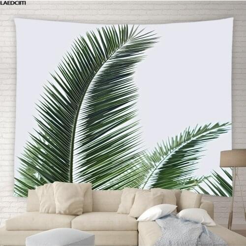Tropical Palm Leaf Tapestry Banana Foliage Green Plant Scenery Background Wall Hanging Living Room Bedroom Modern Home Decor