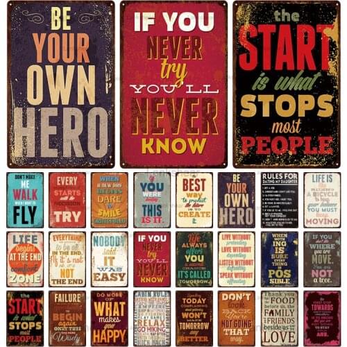 Vintage Family Rules Metal Signs Be Your Own Hero Rules for Dating My Daughter Text Retro Plaque Plate Home Room Decor 4Fr-3