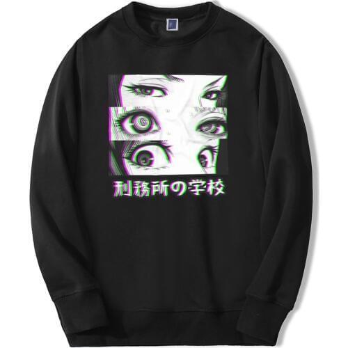 Japan Anime Prison School Eyes Sad Men Sweatshirt Hoodies 2019 Spring Winter Hot Sale Casual Loose Fit Hip Hop Fashoin Pullover