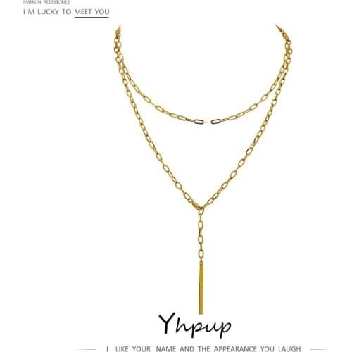 Yhpup Charm Sweater Chain Double Layered Jewelry Necklace Stylish 316L Stainless Steel Accessories High Quality Chain ожерелье
