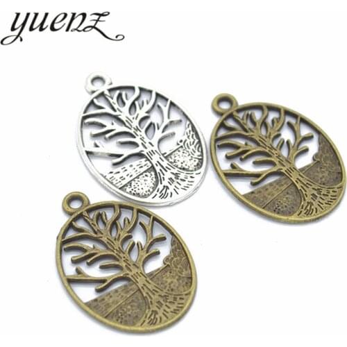 YuenZ 5pcs 2 Colors Antique silver color alloy Metal tree Charms for Jewelry Making Diy Handmade Jewelry 32*24mm Q218