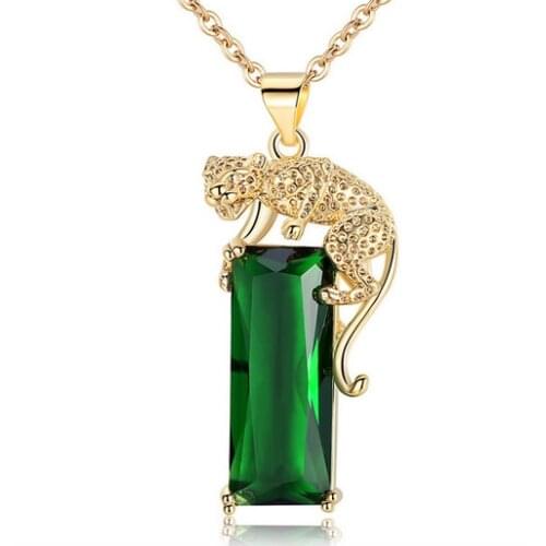 Jewelry Zircon womens wholesale crystal Topaz ruby sapphire silver Gold leopard Emerald Pendant Necklace