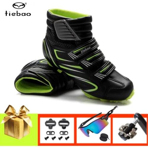 Tiebao Winter mountain bike sneakers keep warm mtb spd cycling shoes breathable self-locking nylon sole riding bicycle footwear