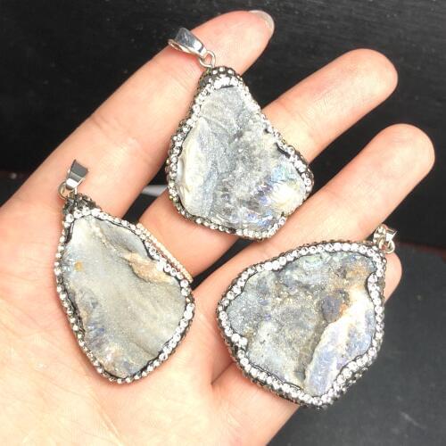 1Pcs Natural agate crystals wrapped in small meditative reiki healing pendant