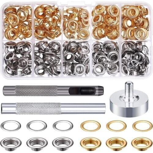 100 Sets 1/4 Inch Grommet Kit Grommets Eyelets with 3 Pieces Install Tool Kit, 2 Colors